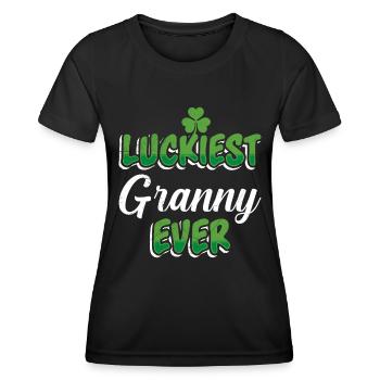La Saint-Patrick dit la grand-mère la plus chanceuse de tous les temps - T-shirt sport Femme - noir - Devant - AI Model Female 172 light (172cm)