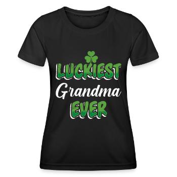 La Saint-Patrick dit grand-mère la plus chanceuse de tous les temps - T-shirt sport Femme - noir - Devant - AI Model Female 172 light (172cm)