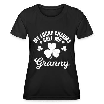 Meine Glücksbringer nennen mich Granny - Frauen Funktions-T-Shirt - Schwarz - Vorne - AI Model Female 172 light (172cm)