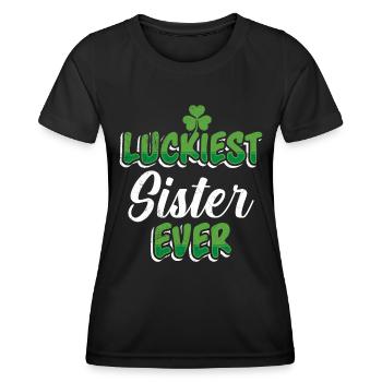 La Saint-Patrick dit la sœur la plus chanceuse de tous les temps - T-shirt sport Femme - noir - Devant - AI Model Female 172 light (172cm)