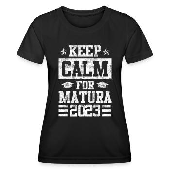Gardez votre calme pour les diplômés du secondaire de la maturité 2023 - T-shirt sport Femme - noir - Devant - AI Model Female 172 light (172cm)