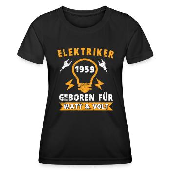 Elektriker Elektroniker Geburtstag 1959 Spruch - Frauen Funktions-T-Shirt - Schwarz - Vorne - AI Model Female 172 light (172cm)
