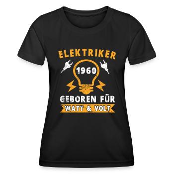 Elektriker 1960 Geburtstag Baujahr Beruf Spruch - Frauen Funktions-T-Shirt - Schwarz - Vorne - AI Model Female 172 light (172cm)