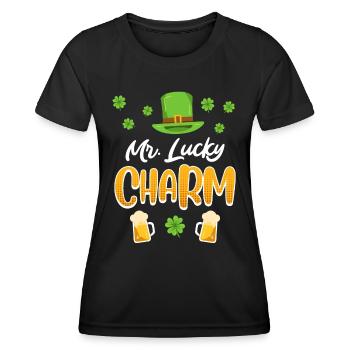 Mr Lucky Charm St. Patrick’s Day Men - T-shirt sport Femme - noir - Devant - AI Model Female 172 light (172cm)