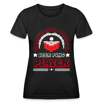 Weltbester Beer Pong Spieler Trinkspiel Bier Pong - Frauen Funktions-T-Shirt - Schwarz - Vorne - AI Model Female 172 light (172cm)