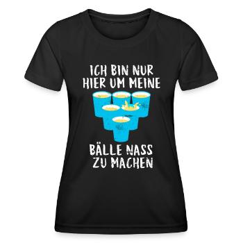 Beer Pong Bälle nass machen Party Bier Pong - Frauen Funktions-T-Shirt - Schwarz - Vorne - AI Model Female 172 light (172cm)