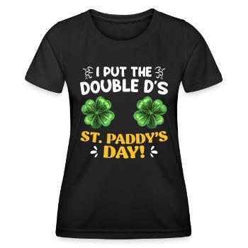 Doppel D's in St Paddys Day St. Patrick’s Day - Frauen Funktions-T-Shirt - Schwarz - Vorne - AI Model Female 172 light (172cm)