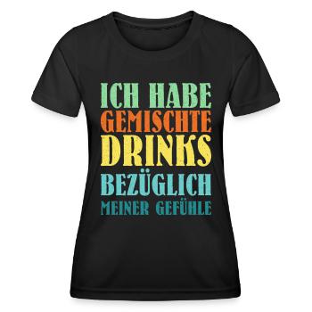 Gemischte Drinks bezüglich meiner Gefühle Party - Frauen Funktions-T-Shirt - Schwarz - Vorne - AI Model Female 172 light (172cm)