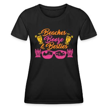 Beache Booze and Besties Sommerurlaub Spring Break - Frauen Funktions-T-Shirt - Schwarz - Vorne - AI Model Female 172 light (172cm)