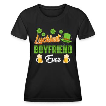 Le petit ami le plus chanceux de tous les temps La Saint-Patrick - T-shirt sport Femme - noir - Devant - AI Model Female 172 light (172cm)