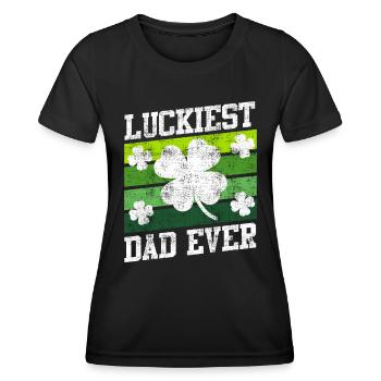 Le père le plus chanceux de tous les temps Clover Saint-Patrick - T-shirt sport Femme - noir - Devant - AI Model Female 172 light (172cm)