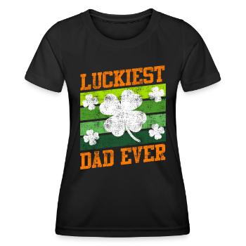 Le père le plus chanceux de tous les temps Clover Saint-Patrick - T-shirt sport Femme - noir - Devant - AI Model Female 172 light (172cm)
