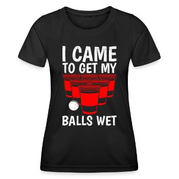 Beer Pong Bälle Came to get balls wet Bier Pong - Women's Functional T-Shirt - black - Front - AI Model Female 172 light (172cm)