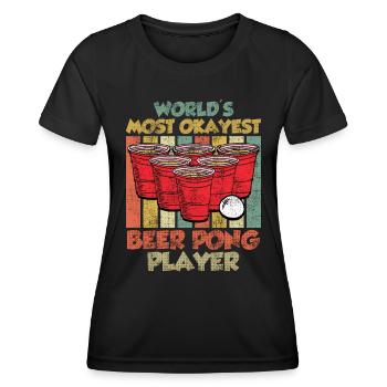Le plus ok au monde Beer Pong Player Game Beer Pong - T-shirt sport Femme - noir - Devant - AI Model Female 172 light (172cm)