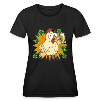 Poulet de la Saint-Patrick - T-shirt sport Femme - noir - Devant - AI Model Female 172 light (172cm)