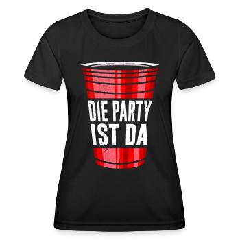 Beer Pong Die Party ist da Party Bier Pong - Frauen Funktions-T-Shirt - Schwarz - Vorne - AI Model Female 172 light (172cm)