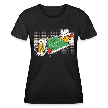 Party Bierpong Beer Pong Tisch Bier Pong - Frauen Funktions-T-Shirt - Schwarz - Vorne - AI Model Female 172 light (172cm)
