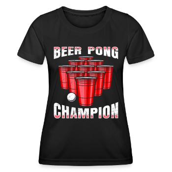Bierpong Champion Beer Pong Champ Bier Pong - T-shirt sport Femme - noir - Devant - AI Model Female 172 light (172cm)