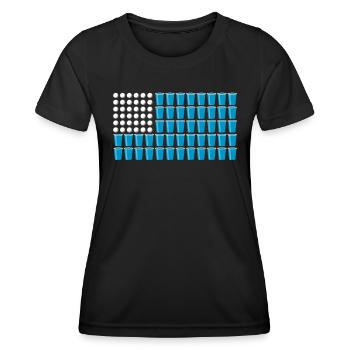 USA College Party Game Spring Break Beer Pong - T-shirt sport Femme - noir - Devant - AI Model Female 172 light (172cm)
