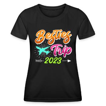 Besties Trip 2023 Urlaub mit Freunden Spring Break - Frauen Funktions-T-Shirt - Schwarz - Vorne - AI Model Female 172 light (172cm)