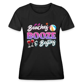 Beaches Booze Besties Sommerurlaub Spring Break - Frauen Funktions-T-Shirt - Schwarz - Vorne - AI Model Female 172 light (172cm)
