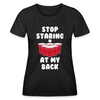 Beer Pong arrête de regarder mon rack Bier Pong - T-shirt sport Femme - noir - Devant - AI Model Female 172 light (172cm)
