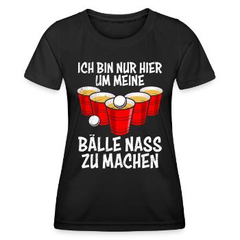 Beer Pong Bälle nass machen Bierpong Bier Pong - Frauen Funktions-T-Shirt - Schwarz - Vorne - AI Model Female 172 light (172cm)