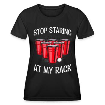 Beer Pong arrête de regarder mon rack Bier Pong - T-shirt sport Femme - noir - Devant - AI Model Female 172 light (172cm)