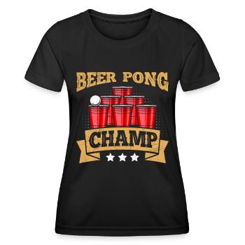 Bierpong Champion Beer Pong Champ Bier Pong - T-shirt sport Femme - noir - Devant - AI Model Female 172 light (172cm)