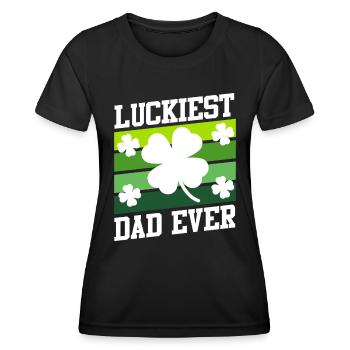 Le père le plus chanceux de tous les temps Clover Saint-Patrick - T-shirt sport Femme - noir - Devant - AI Model Female 172 light (172cm)