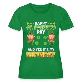 Anniversaire le jour de la Saint-Patrick Anniversaire - T-shirt sport Femme - vert - Devant - AI Model Female 172 dark (172cm)