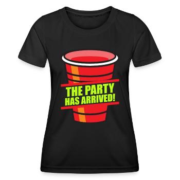 Beer Pong Die Party kann starten Saufen Bier Pong - Frauen Funktions-T-Shirt - Schwarz - Vorne - AI Model Female 172 light (172cm)