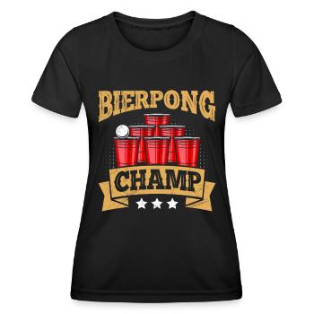 Bierpong Champion Beer Pong Champ Bier Pong - T-shirt sport Femme - noir - Devant - AI Model Female 172 light (172cm)