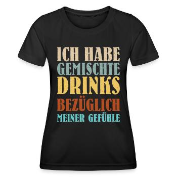 Gemischte Drinks bezüglich meiner Gefühle Party - Frauen Funktions-T-Shirt - Schwarz - Vorne - AI Model Female 172 light (172cm)