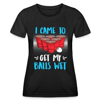 I came to get my balls wet Beer Pong Bier Pong - Women's Functional T-Shirt - black - Front - AI Model Female 172 light (172cm)