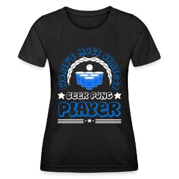 Weltbester Beer Pong Spieler Trinkspiel Bier Pong - Frauen Funktions-T-Shirt - Schwarz - Vorne - AI Model Female 172 light (172cm)