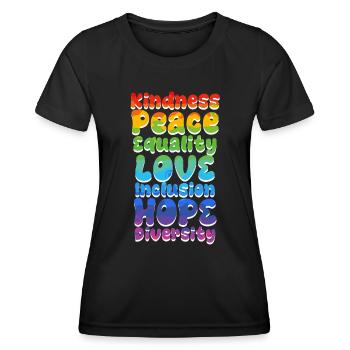 Inclusion Acceptation Gentillesse Solidarité - T-shirt sport Femme - noir - Devant - AI Model Female 172 light (172cm)