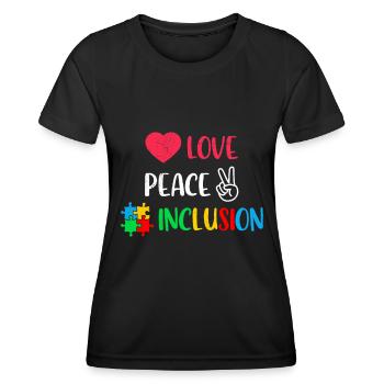 Aimer, Paix et Inclusion promouvoir l’inclusion - T-shirt sport Femme - noir - Devant - AI Model Female 172 light (172cm)