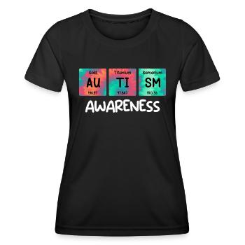Sensibilisation à l’autisme, diversité et sensibilisation - T-shirt sport Femme - noir - Devant - AI Model Female 172 light (172cm)