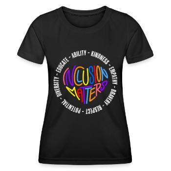 Aimer, Paix et Inclusion promouvoir l’inclusion - T-shirt sport Femme - noir - Devant - AI Model Female 172 light (172cm)