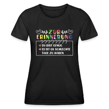Mental Health Selbstachtung Erinnerung Mentale - Frauen Funktions-T-Shirt - Schwarz - Vorne - AI Model Female 172 light (172cm)