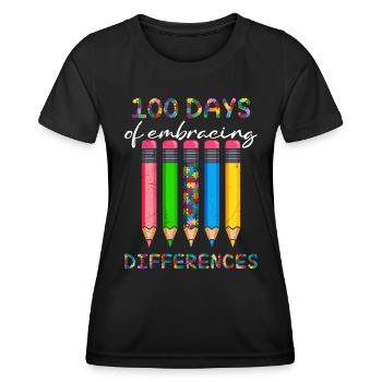 100 jours de sensibilisation à la diversité et à la solidarité - T-shirt sport Femme - noir - Devant - AI Model Female 172 light (172cm)