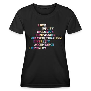 Inclusion Acceptation handicap Solidarité - T-shirt sport Femme - noir - Devant - AI Model Female 172 light (172cm)