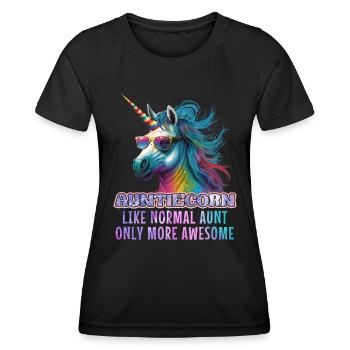 Tanticorn Muttertag Aunties Einhorn Fanartikel - Frauen Funktions-T-Shirt - Schwarz - Vorne - AI Model Female 172 light (172cm)