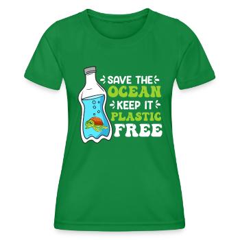Environmentalists Save the Ocean No plastic - Women's Functional T-Shirt - kelly green - Front - AI Model Female 172 dark (172cm)
