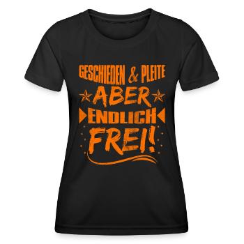 Geschieden und Pleite aber Frei Scheidungsparty - Frauen Funktions-T-Shirt - Schwarz - Vorne - AI Model Female 172 light (172cm)