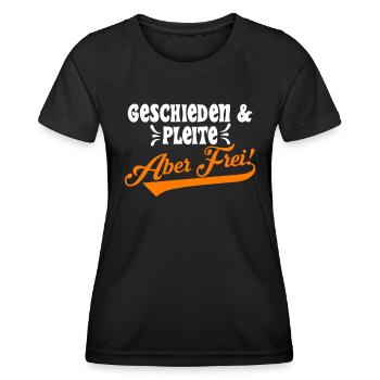 Geschieden & Pleite aber Frei! Scheidungsparty - Frauen Funktions-T-Shirt - Schwarz - Vorne - AI Model Female 172 light (172cm)