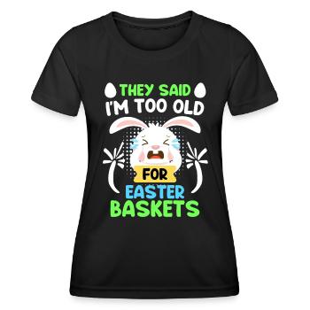 Lapin de Pâques Panier de Pâques Lapin Oeufs de Pâques - T-shirt sport Femme - noir - Devant - AI Model Female 172 light (172cm)