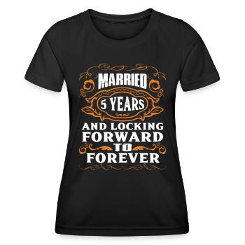 Wooden wedding 5th wedding anniversary - Women's Functional T-Shirt - black - Front - AI Model Female 172 light (172cm)