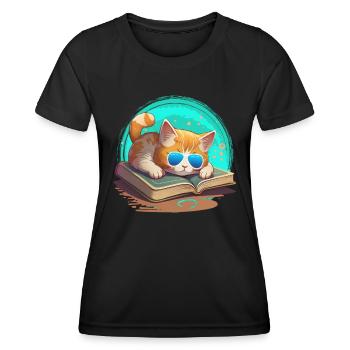 Amoureux des chats et rat de bibliothèque Amoureux du livre et - T-shirt sport Femme - noir - Devant - AI Model Female 172 light (172cm)